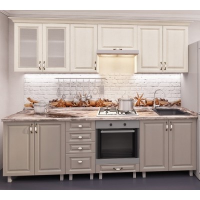 Кухонный гарнитур Bafimob Iulia MDF 2.6m Alebastr/Dub Konkordiya