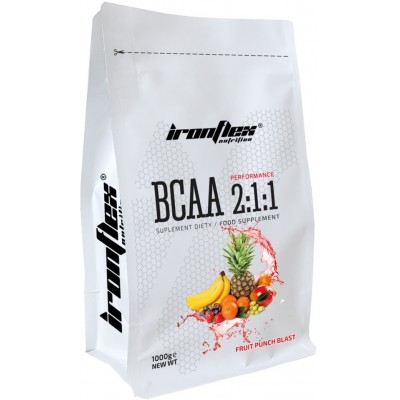 Аминокислоты IronFlex BCAA 2-1-1 Fruit Punch Blast 1000g