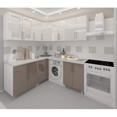 Кухонный гарнитур Bafimob Corner (High Gloss) 1.8x1.8m Cappuccino/White