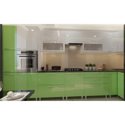 Кухонный гарнитур Bafimob Corner (High Gloss) 4.1x0.9m Eco +tandembox Green/White