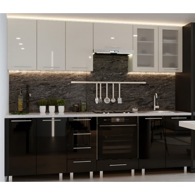 Кухонный гарнитур Bafimob Iulia (High Gloss) 2.6m Beige/Black