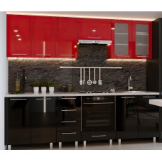 Кухонный гарнитур Bafimob Iulia (High Gloss) 2.6m Black/Red