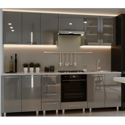 Bucătărie Bafimob Iulia (High Gloss) 2.6m Grey