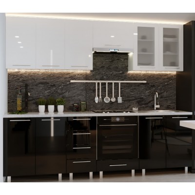 Кухонный гарнитур Bafimob Iulia (High Gloss) 2.6m White/Black