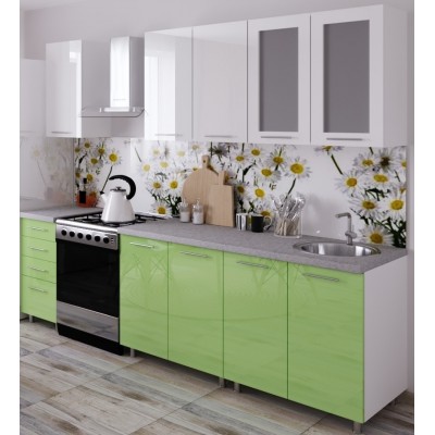 Кухонный гарнитур Bafimob Lena (High Gloss) 2.0m Green/White