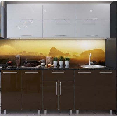 Кухонный гарнитур Bafimob Modern (High Gloss) 1.8m no glass White/Brown