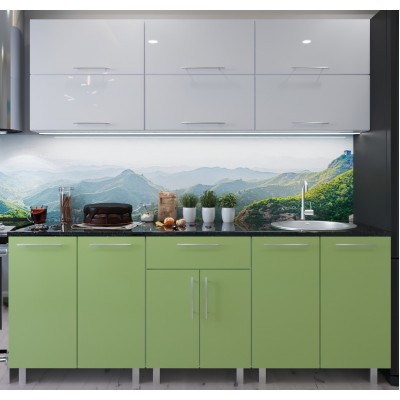 Кухонный гарнитур Bafimob Modern (High Gloss) 1.8m no glass White/Green