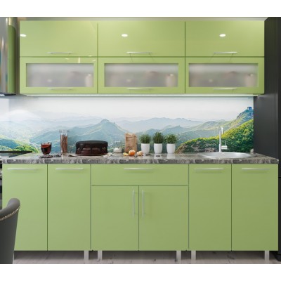 Кухонный гарнитур Bafimob Modern (High Gloss) 2.0m glass Green