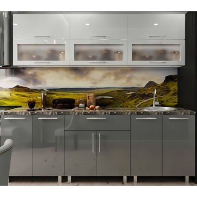 Кухонный гарнитур Bafimob Modern (High Gloss) 2.0m glass White/Grey