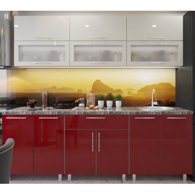 Кухонный гарнитур Bafimob Modern (High Gloss) 2.4m glass Beige/Bordo
