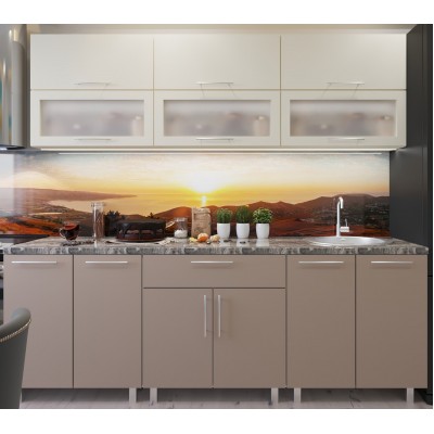Кухонный гарнитур Bafimob Modern (High Gloss) 2.4m glass Beige/Cappuccino