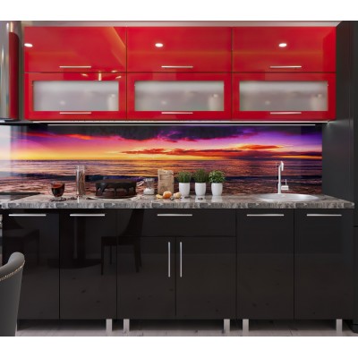 Кухонный гарнитур Bafimob Modern (High Gloss) 2.4m glass Black/Red