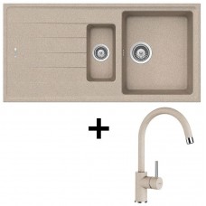 Кухонная мойка + смеситель Schock Set Element D-150 Sabbia + Plutos Sabbia