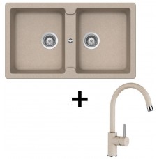 Кухонная мойка + смеситель Schock Set Element N-200 Sabbia + Plutos Sabbia