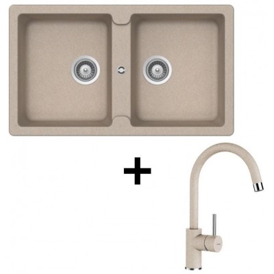 Кухонная мойка + смеситель Schock Set Element N-200 Sabbia + Plutos Sabbia