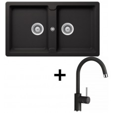 Кухонная мойка + смеситель Schock Set Element N-200 Onyx + Plutos Onyx