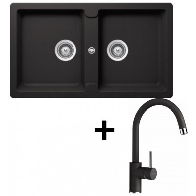 Кухонная мойка + смеситель Schock Set Element N-200 Onyx + Plutos Onyx