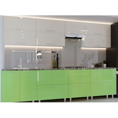 Кухонный гарнитур Bafimob Quadro (High Gloss) 3.0m +tandembox Beige/Green