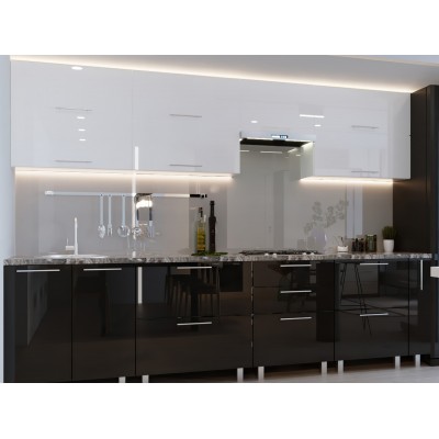 Кухонный гарнитур Bafimob Quadro (High Gloss) 3.0m +tandembox White/Black