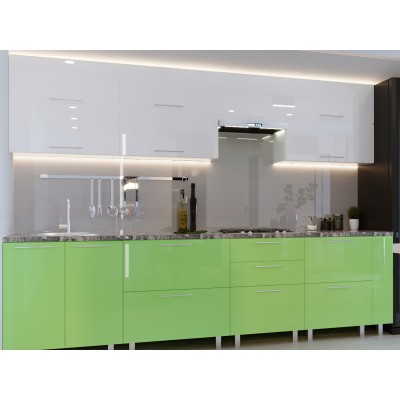 Кухонный гарнитур Bafimob Quadro (High Gloss) 3.0m +tandembox White/Green