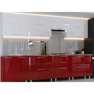 Кухонный гарнитур Bafimob Quadro (High Gloss) 3.0m +tandembox White/Red