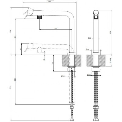 Baterie bucătărie Gessi Su&Giu 60071-708