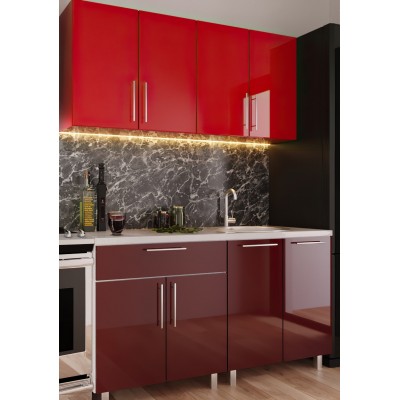 Кухонный гарнитур Bafimob Mini (High Gloss) 1.2m Bordo/Red