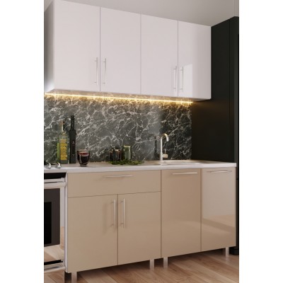 Кухонный гарнитур Bafimob Mini (High Gloss) 1.2m Cappuccino/White