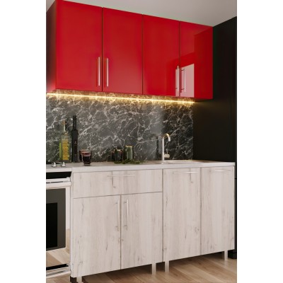 Кухонный гарнитур Bafimob Mini (High Gloss) 1.4m Red/Carton