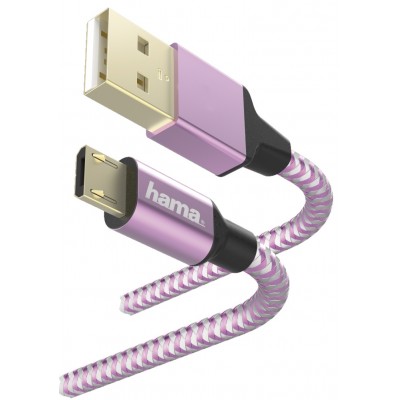 Cablu USB Hama Reflective 1.5m Lavender (187205)