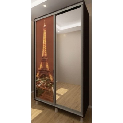 Dulap cu uşi glisante Bafimob D-120 Glass+Paris Wenge