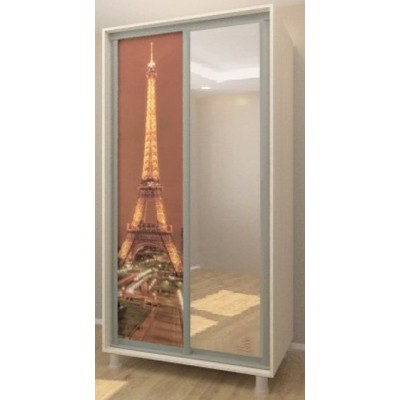 Dulap cu uşi glisante Bafimob D-120 Glass+Paris Shamoni