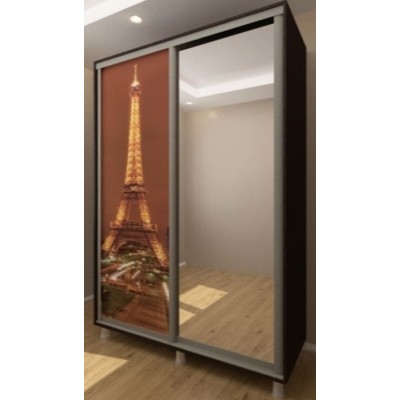 Dulap cu uşi glisante Bafimob D-140 Glass+Paris Wenge