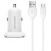 Автомобильная зарядка Borofone BZ12A Micro-USB White