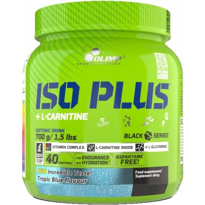 Изотоник Olimp Iso Plus Powder + L-Carnitine Tropic Blue 700g