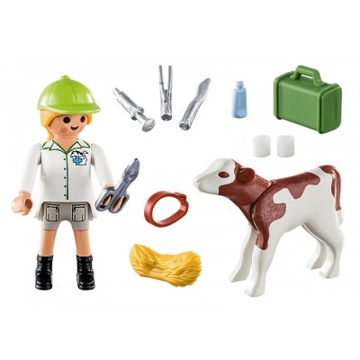 Фигурка героя Playmobil Special Plus: Vet with Calf (PM70252)