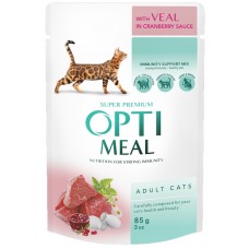 Hrană umedă pentru pisici Optimeal Adult Cats Veal in Cranberry Sauce 12pcs