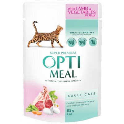 Hrană umedă pentru pisici Optimeal Adult Cats Lamb & Vegetables 12pcs