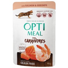 Hrană umedă pentru pisici Optimeal Adult Cats Grain Free Salmon & Shrimps 12pcs