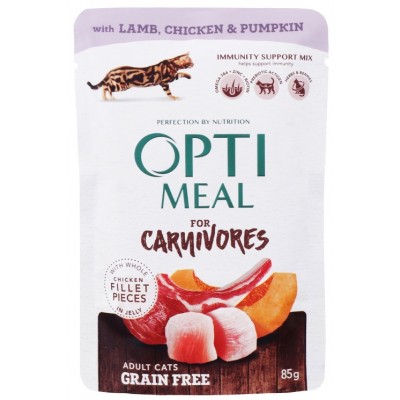 Влажный корм для кошек Optimeal Adult Cats Grain Free Lamb & Chicken & Pumpkin 12pcs