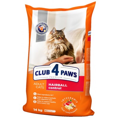 Сухой корм для кошек Клуб 4 лапы Adult Cats Hairball Control 14kg