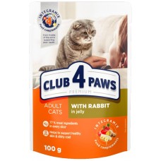 Влажный корм для кошек Клуб4лапы Adult Cats with Rabbit in Jelly 0.1kg 24pcs