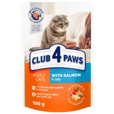 Влажный корм для кошек Клуб4лапы Adult Cats with Salmon in Jelly 0.1kg 24pcs