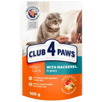 Влажный корм для кошек Клуб4лапы Adult Cats with Mackerel 0.1kg 24pcs
