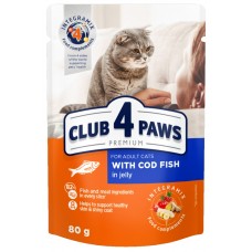 Влажный корм для кошек Клуб4лапы Adult Cats with Cod Fish in Jelly 0.08kg 24pcs