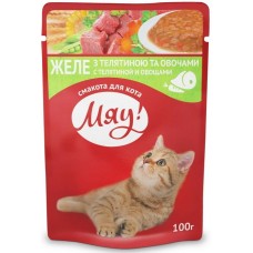 Hrană umedă pentru pisici Мяу Желе с телятиной и овощами 0.1kg 24pcs