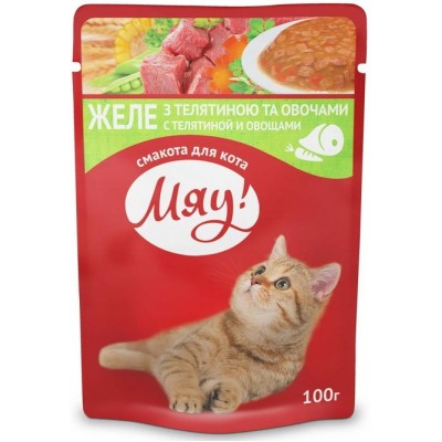 Hrană umedă pentru pisici Мяу Желе с телятиной и овощами 0.1kg 24pcs