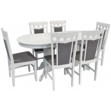 Комплект для столовой Evelin HV 31V White + 6 стульев Deppa R White/NV-10WP Grey