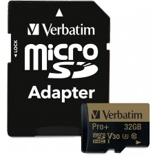 Карта памяти Verbatim micro SDHC Pro+ 32Gb UHS-I Class 10 + Adaptor (44033)