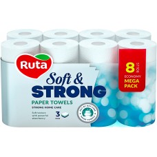 Бумажные полотенца Ruta Soft Strong 3 слоя 8 рулонов